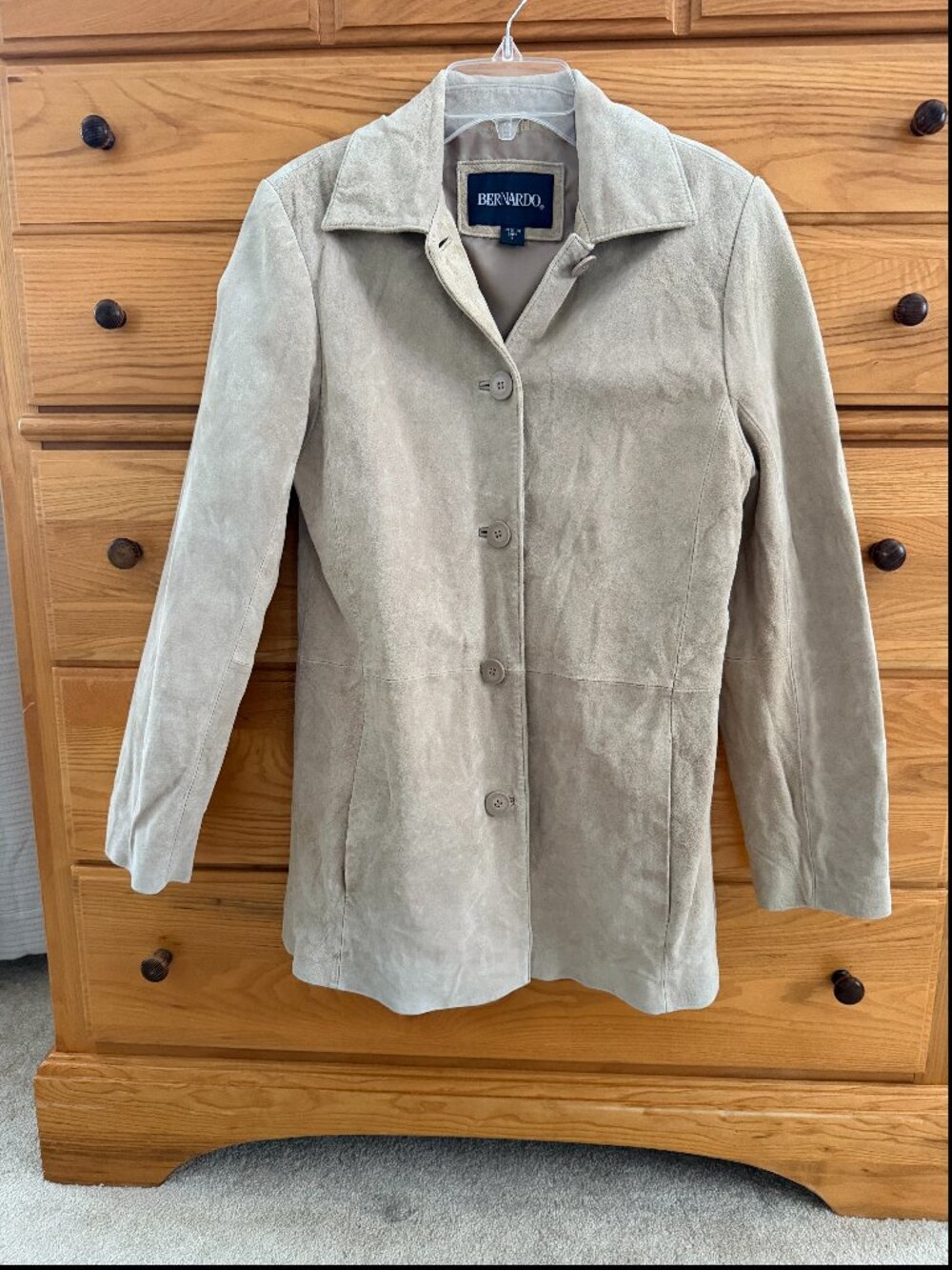 Bernardo Vintage Washable Suede Coat Small Beige Tan VGUC